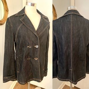 Double breasted Denim jacket Sz L career casual